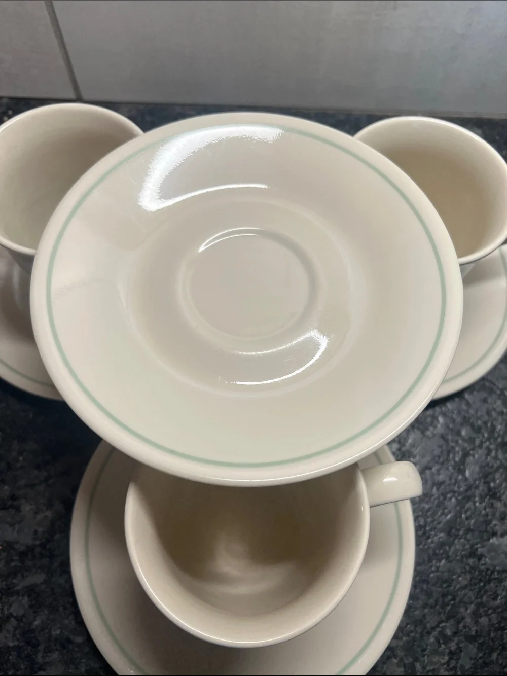 Corelle CALICO ROSE cup and saucer set of 4. Green and Pink roses